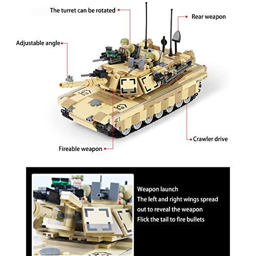 G-X Modelo de Bloque de construcción de Tanque de tracción en Las Cuatro Ruedas con orugas, Juego de Rompecabezas 3D de Mini Bloques de construcción en Miniatura 914, Tres muñecas Gratis