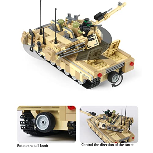 G-X Modelo de Bloque de construcción de Tanque de tracción en Las Cuatro Ruedas con orugas, Juego de Rompecabezas 3D de Mini Bloques de construcción en Miniatura 914, Tres muñecas Gratis