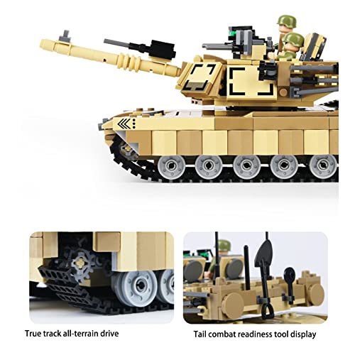 G-X Modelo de Bloque de construcción de Tanque de tracción en Las Cuatro Ruedas con orugas, Juego de Rompecabezas 3D de Mini Bloques de construcción en Miniatura 914, Tres muñecas Gratis