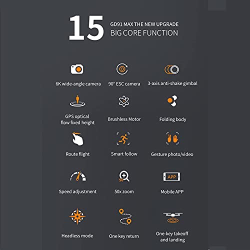 GAOFQ Drone con transmisión de Imagen FHD FPV 5GHz Cámara 6k Video en Vivo para Adultos Drone Control Remoto de 90 ° para niños Adultos, 50x Zoom Deslizante Fotografía aérea, 110 ° W