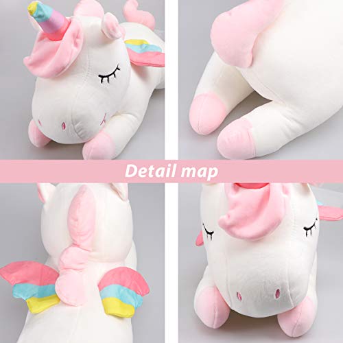 Garneck 1 Unid Arcoiris Unicornio Muñeca Felpa Rellena Encantadora Suave Compañero de Sueño Almohada de Tiro Animal Juguete para Adultos Niños