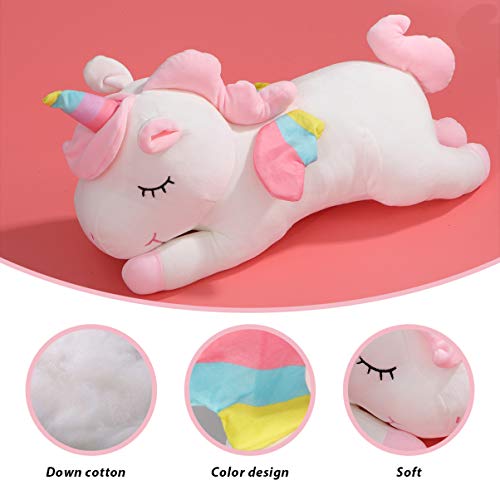 Garneck 1 Unid Arcoiris Unicornio Muñeca Felpa Rellena Encantadora Suave Compañero de Sueño Almohada de Tiro Animal Juguete para Adultos Niños