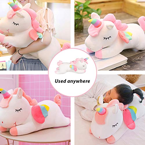 Garneck 1 Unid Arcoiris Unicornio Muñeca Felpa Rellena Encantadora Suave Compañero de Sueño Almohada de Tiro Animal Juguete para Adultos Niños