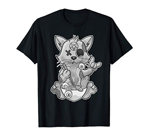 Gato zombi comiendo Ramen Pastel Goth Camiseta