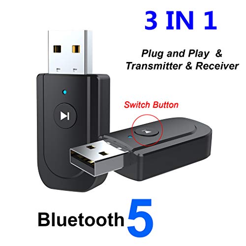 Gazechimp Receptor Bluetooth USB 5,0-Adaptador Bluetooth USB para Coche/Ordenador-Receptor de Audio estéreo Bluetooth USB de música para el hogar-Dongle