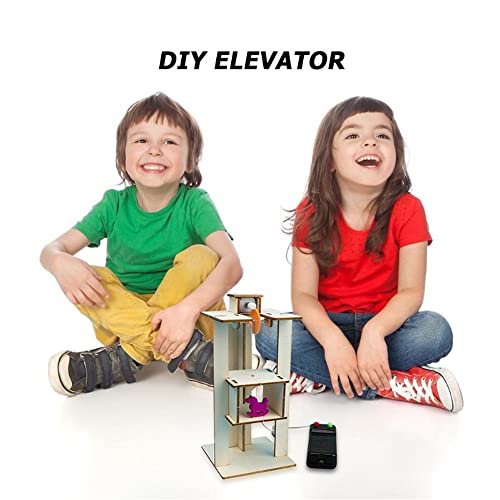 GDFFKS Juguete para Puerta de Elevador eléctrico, Kit de Manualidades para niños, construye Dos Modelos de Madera, ensamblaje de Juguetes de Desarrollo Educativo científico, Rompecabezas de Madera 3D