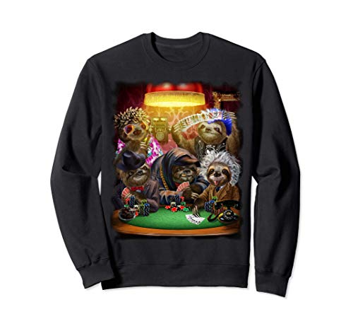 Giant sloth playing poker cards Sudadera