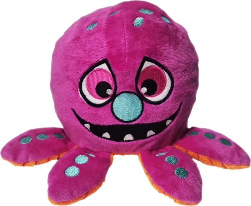 Gimdog Double Face - Juego para perros de doble personaje de peluche con Squeak Reversible 2 figuras en 1 (Octopus - Polipo Violeta/Polipo Naranja)