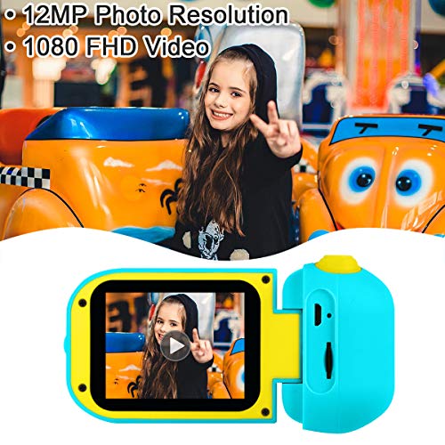 GKTZ Cámara de Video para niños - Cámara Digital Videocámara Regalos de cumpleaños para niñas de 3 4 5 6 7 8 9, Grabadora de Video para niños para niños pequeños con Tarjeta SD de 32 GB - Azul