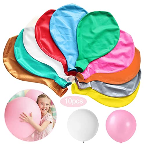 Globos Gigantes de Fiesta, 10 Piezas Globos Grandes 90 cm de Látex, Gigante Globos de Colores para Fiesta Cumpleaños Bodas Bautizo Graduación Navidad Carnaval Celebraciones (Colores)