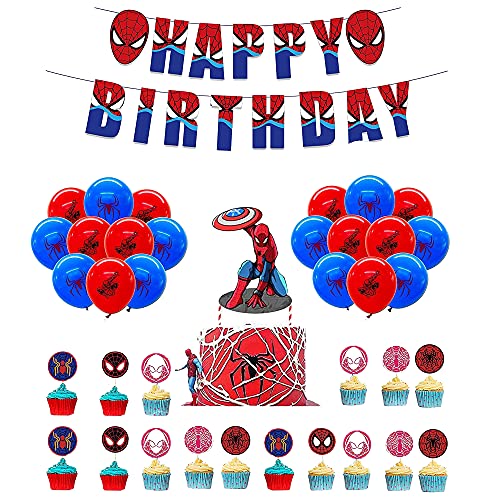 Globos Spiderman Cumpleaños Globos Spider Man Kuchendeckel Spiderman Deco Fiesta Cumpleaños Spiderman Pancartas Feliz Cumpleaños Spiderman