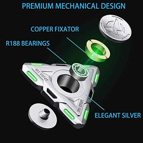 Glow in The Dark Tri Fidget Spinner UFO Light,Luminous Spinning Top Sensory Gadget Finger Hand Spinner Metal High Speed Seel Bearing,Best Gift ADHD Anxiety Focus Party Favors Prizes for Kids Adults