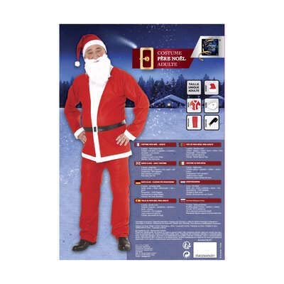 GlücksKompass Disfraz de Papá Noel, 6 piezas, traje para adultos, disfraz de Navidad, abrigo con capucha, cinturón, barba, para Navidad, fiesta temática, carnaval (disfraz de Papá Noel)