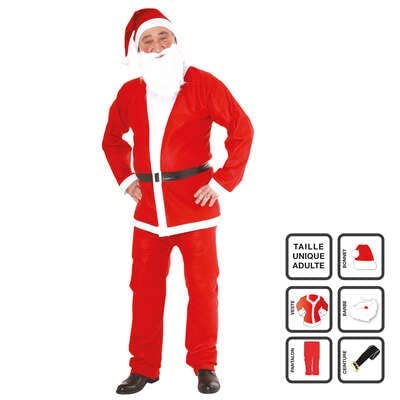 GlücksKompass Disfraz de Papá Noel, 6 piezas, traje para adultos, disfraz de Navidad, abrigo con capucha, cinturón, barba, para Navidad, fiesta temática, carnaval (disfraz de Papá Noel)