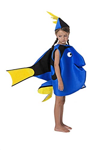 Gojoy shop- Disfraz de Pez Azul para Niños y Niñas Carnaval (Contiene Sombrero y Disfraz, 4 Tallas Diferentes) (año 10-12)