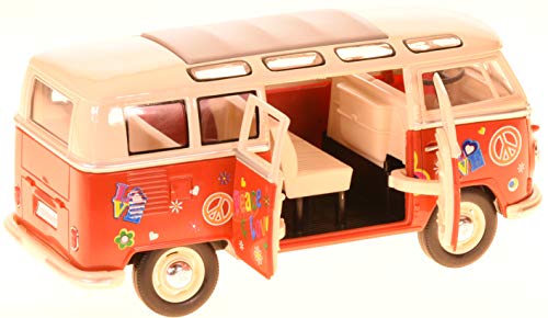 Goki- Volkswagen Classical Bus, Metal, 1:24, L= 17,8 cm Trenes de Juguete y Accesorios, Color (Multicolor) (12176)