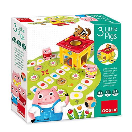 Goula - Juego Los 3 cerditos - Juego de Mesa Preescolar a Partir de 2 años + Construcción Madera Ciudad 14 pzas Puzzle Logic City (50200)