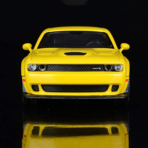 GQT-Model Coches Una Y Veinticuatro Modelo De Coche/Compatible con Dodge Challenger SRT 2018 / Hellcat Simulación Coche De La Aleación De Fundición A Presión De Coches (Color : Yellow)