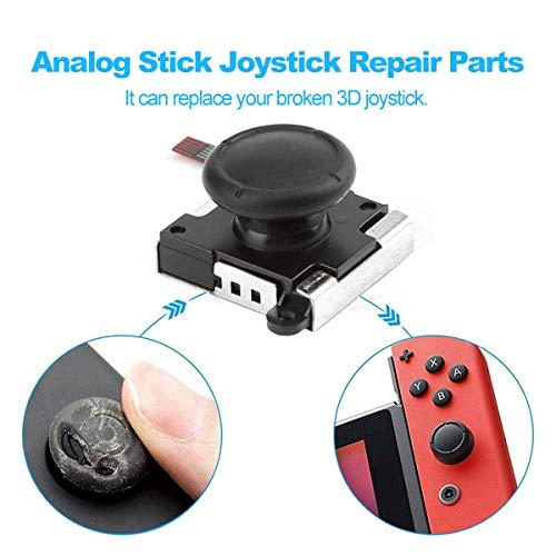 Greatangle-UK Para Interruptor Joy-con NS Mango Izquierdo/Derecho Rocker Thumb Stick Rocker Joystick Controlador analógico Reparación 3D para Nintend Switch Negro