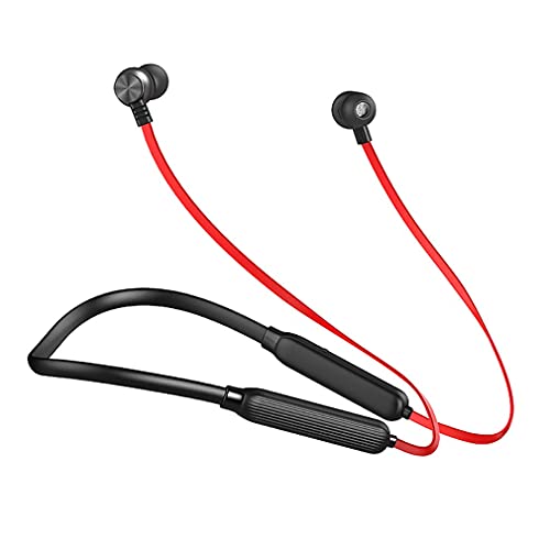 Greatangle-UK ZB01 Auriculares para Deportes Auriculares inalámbricos Bass In Ear con micrófono Reducción magnética de Ruido Auriculares Deportivos para Correr Negro Rojo 65cm