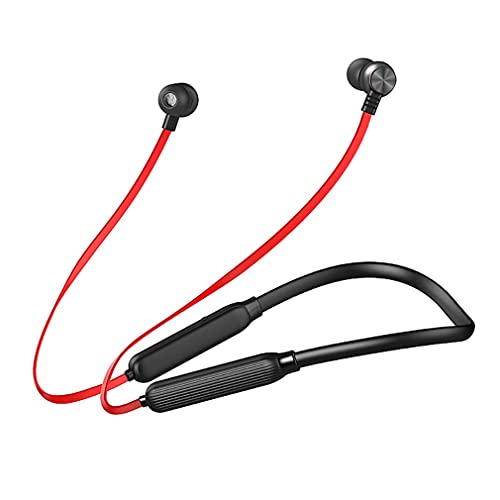 Greatangle-UK ZB01 Auriculares para Deportes Auriculares inalámbricos Bass In Ear con micrófono Reducción magnética de Ruido Auriculares Deportivos para Correr Negro Rojo 65cm