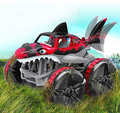 GRTVF 360 Grados Rotating Drift Drift Control Remoto A Coche Amphibious Land Grass Shark Car con Light Control Remote Control Stunt Coche Boy Toy Toy Coche Regalo para Boy Girl (Color : Rojo)