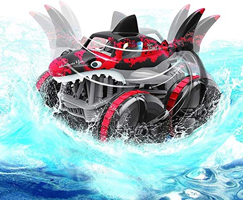 GRTVF 360 Grados Rotating Drift Drift Control Remoto A Coche Amphibious Land Grass Shark Car con Light Control Remote Control Stunt Coche Boy Toy Toy Coche Regalo para Boy Girl (Color : Rojo)