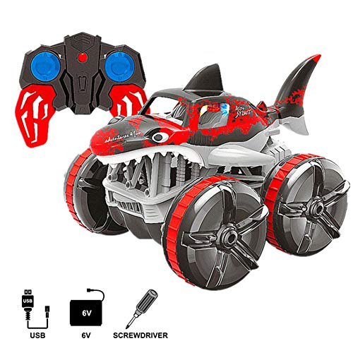 GRTVF 360 Grados Rotating Drift Drift Control Remoto A Coche Amphibious Land Grass Shark Car con Light Control Remote Control Stunt Coche Boy Toy Toy Coche Regalo para Boy Girl (Color : Rojo)