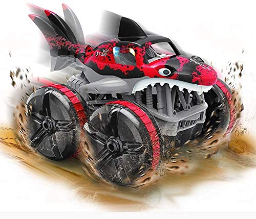 GRTVF 360 Grados Rotating Drift Drift Control Remoto A Coche Amphibious Land Grass Shark Car con Light Control Remote Control Stunt Coche Boy Toy Toy Coche Regalo para Boy Girl (Color : Rojo)