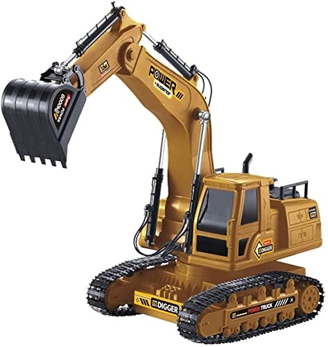 GSQGJ Camión Excavadora de Juguete con Control Remoto, 10 Canales, función Completa, Excavadora RC, camión de ingeniería con Sonido y Luces, 2.4G All Terrains Digger Tractor Bulldozer RC Tru