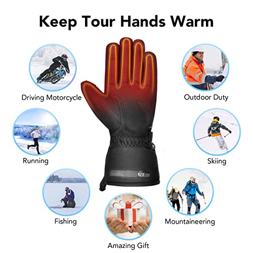 Guantes Calefactables Bici Hombre Mujer Invierno Guantes Térmicos Impermeables con Calefacción Eléctrica Sotoguante Calefactor para Acampar Al Aire Libre Senderismo A Prueba De Viento Ciclismo,XXL