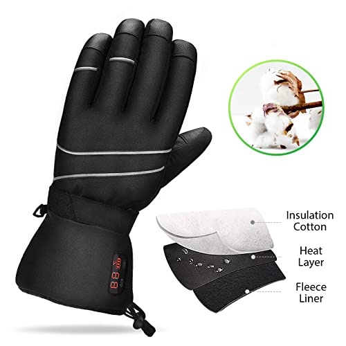 Guantes Calefactables Bici Hombre Mujer Invierno Guantes Térmicos Impermeables con Calefacción Eléctrica Sotoguante Calefactor para Acampar Al Aire Libre Senderismo A Prueba De Viento Ciclismo,XXL