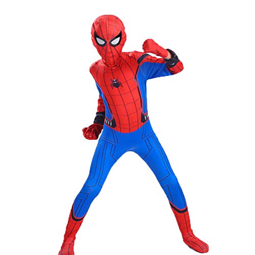 GUOHANG Niño Spiderman Traje Unisex Adultos Niños Superhéroe Spiderman Cosplay Traje Traje Lycra Spandex Zentai Estilo 3D Estilo Mono Kodyuit De Halloween Actividades Disfraces,G,140CM~150CM