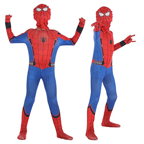 GUOHANG Niño Spiderman Traje Unisex Adultos Niños Superhéroe Spiderman Cosplay Traje Traje Lycra Spandex Zentai Estilo 3D Estilo Mono Kodyuit De Halloween Actividades Disfraces,G,140CM~150CM