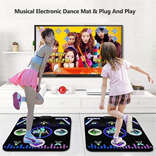 Guoyajf Alfombrilla De Juego Inalámbrica Dual Dance Pad, TV De Juegos Somatosensorial 3D con Cable HDMI, 2 Gamepads, Lámpara Colorida De Cámara para Adultos Y Niños