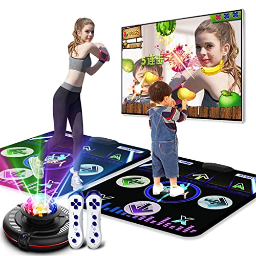 Guoyajf Alfombrilla De Juego Inalámbrica Dual Dance Pad, TV De Juegos Somatosensorial 3D con Cable HDMI, 2 Gamepads, Lámpara Colorida De Cámara para Adultos Y Niños