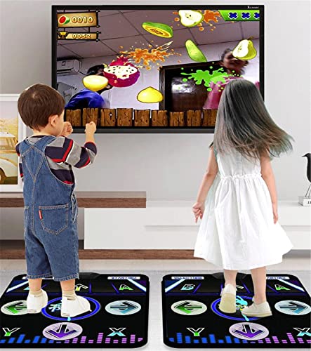 Guoyajf Alfombrilla De Juego Inalámbrica Dual Dance Pad, TV De Juegos Somatosensorial 3D con Cable HDMI, 2 Gamepads, Lámpara Colorida De Cámara para Adultos Y Niños