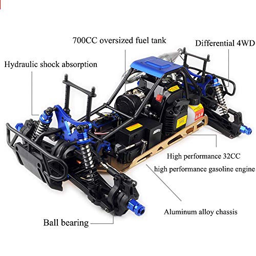 GVCTⓇ Coche RC de Gasolina de Escala 1/5 para Adultos, Buggy RTR 4WD con Motor de Gasolina de Alto Rendimiento 32CC, Monster Truck controlado por Radio, vehículo de Juguete Todoterreno