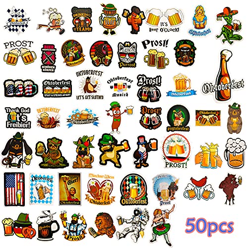 Gxhong 50 Piezas Pegatinas, Pegatinas de Graffiti Oktoberfest, Kit de Impermeable Pegatinas Vinilos Adhesivos Sticker, Pegatinas de Vinilo para Niños, Adultos, Monopatín, Guitarra, Estuche de Viaje