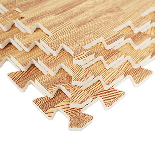 GZQ Alfombra Puzzle Infantil,10 pcs Desmontables Manta de Puzzle Espuma ,Alfombras Grano de Madera de Juegos para Bebe,Niños(30 * 30 * 1 cm) (Madera Claro)