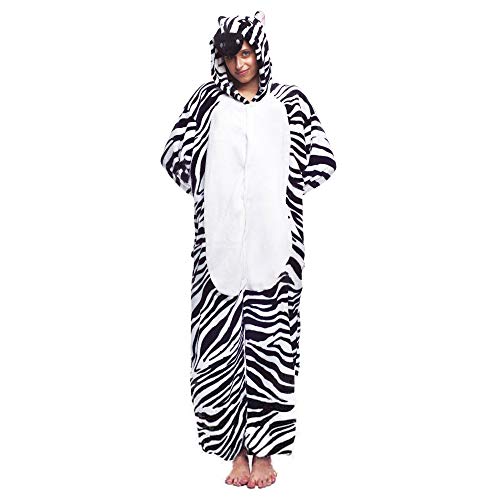 H HANSEL HOME Pijama Cebra Cósmico Mujer Hombre Adulto Unisexo Disfraces Animal Carnaval Halloween Cosplay Cómodo Suave -M