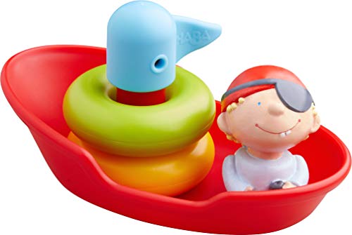 HABA 304906 construcción, Juguete acuático 18 Meses con 5 Piezas, Barco Pirata como Juego para la bañera, 14 cm, para niños a Partir de 1,5 años