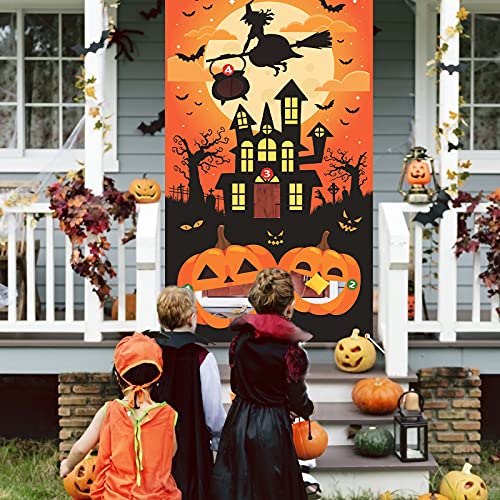 HAKOTOM Lanzamiento Halloween Toss Game Decoracion Calabazas Fiesta Articulo para Niños Interiores Juego Y Exteriores Festival con 3 Bolsas Juegos Pufs Lanzar Saco Terrero Infantil Carteles Carnaval.