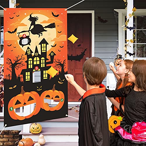 HAKOTOM Lanzamiento Halloween Toss Game Decoracion Calabazas Fiesta Articulo para Niños Interiores Juego Y Exteriores Festival con 3 Bolsas Juegos Pufs Lanzar Saco Terrero Infantil Carteles Carnaval.