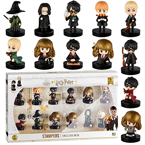 Harry Potter Stamps | Harry Potter Gifts in 1 Deluxe Box | Collect All 16 Harry Potter Toys | Harry Potter Accessories w/ The Most Beloved Characters | Mini Toys for a Harry Potter Party | by P.M.I.