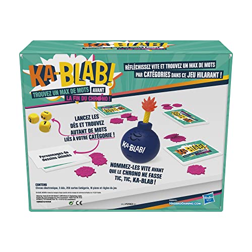 Hasbro Gaming F2562801 Ka-Blab juego para familias, adolescentes y niños, a partir de 10 años, juego de grupo 2 a 6 jugadores, por los creadores de Scattergories, Idioma Francés