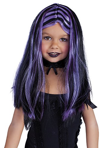 Haunted House - Peluca de brujita con mechas, color negro y lila (Rubie's Spain S1512)