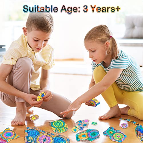 Hautton Rompecabezas 3D de Colorear, Juego de Puzzle de 24 Piezas Compleaños Año Nuevo para Adultos y Niños de 3 4 5 6 7 8 9 10 Años -Elefante