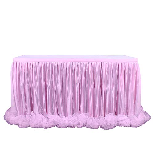 HBBMAGIC Falda de mesa de tul rosa Tütü Faldas de mesa Candy Mantel 183 * 76CM para cumpleaños Niñas Niños Decoración, Baby Shower, Fiesta de bebé, Fiesta de dulces, Boda, Sin LED