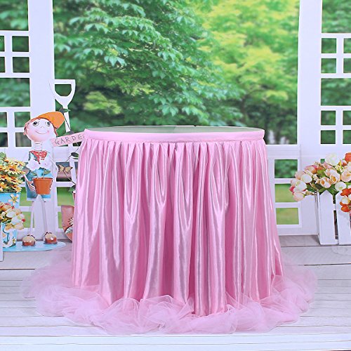 HBBMAGIC Falda de mesa de tul rosa Tütü Faldas de mesa Candy Mantel 183 * 76CM para cumpleaños Niñas Niños Decoración, Baby Shower, Fiesta de bebé, Fiesta de dulces, Boda, Sin LED